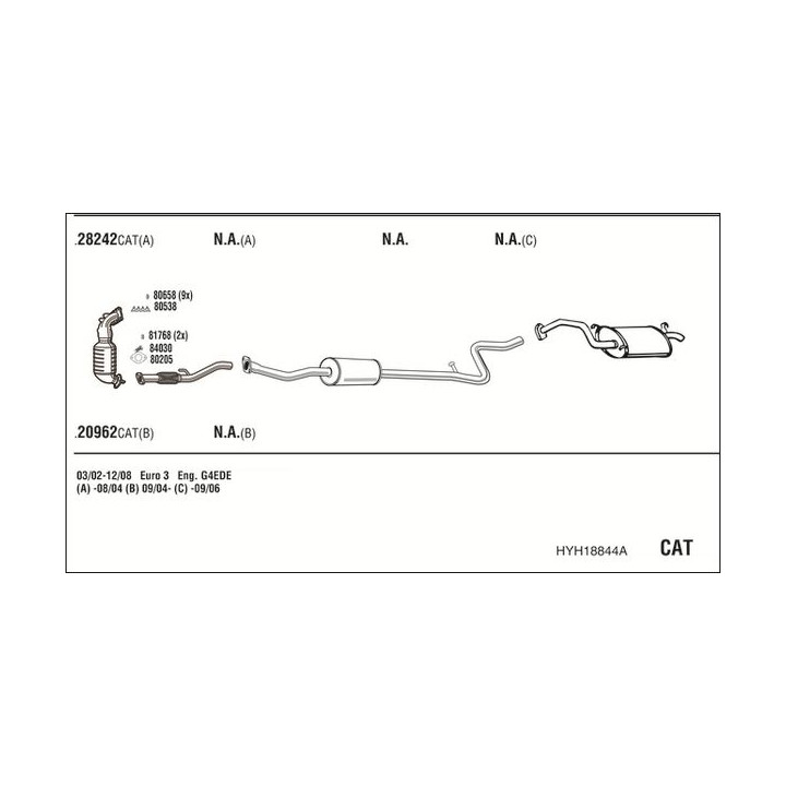 Išmetimo sistema WALKER HYH18844A