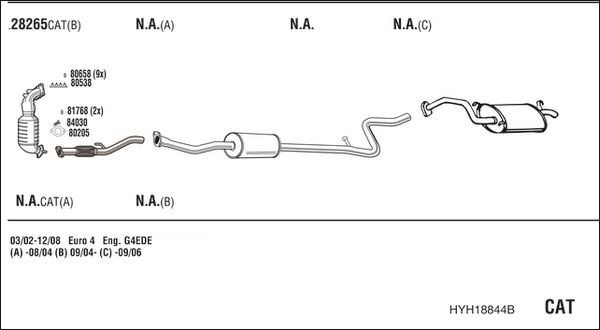 Išmetimo sistema WALKER HYH18844B