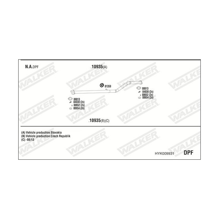 Išmetimo sistema WALKER HYK009931