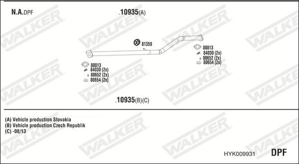 Išmetimo sistema WALKER HYK009931