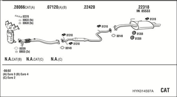 Išmetimo sistema WALKER HYK014597A