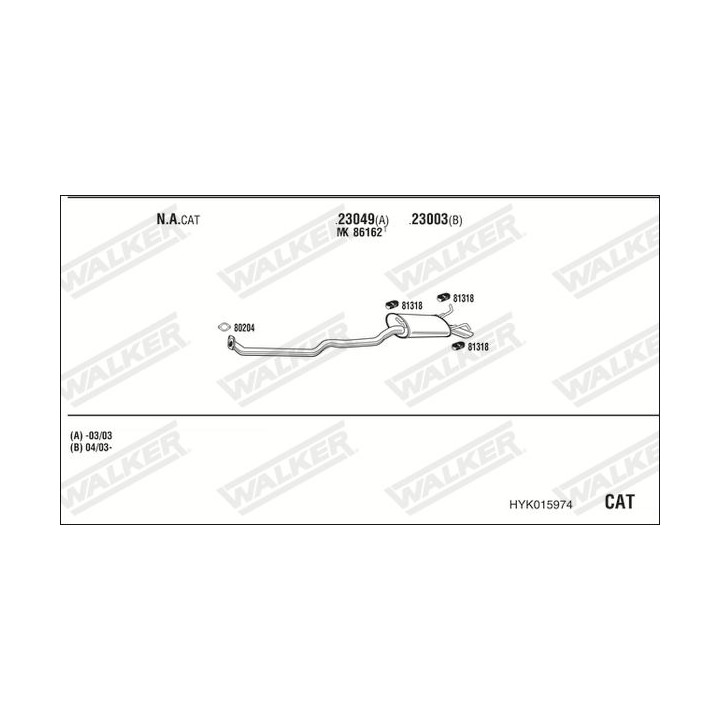 Išmetimo sistema WALKER HYK015974