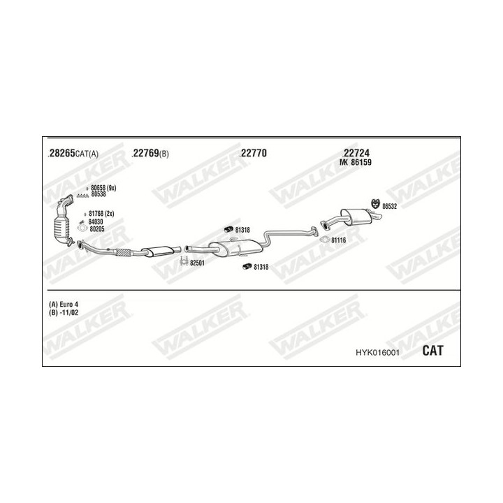 Išmetimo sistema WALKER HYK016001