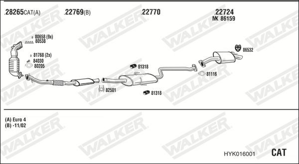 Išmetimo sistema WALKER HYK016001