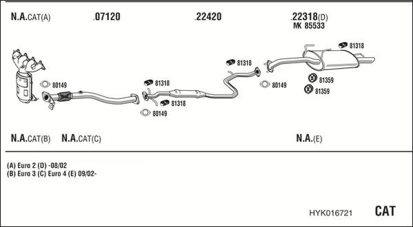 Išmetimo sistema WALKER HYK016721