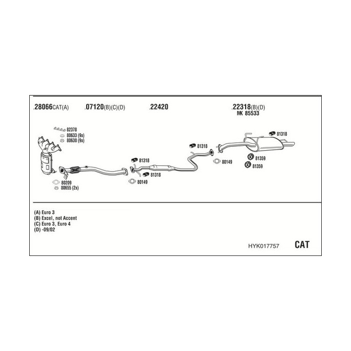 Išmetimo sistema WALKER HYK017757