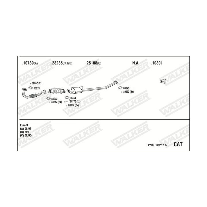 Išmetimo sistema WALKER HYK018211A