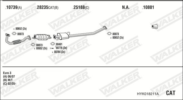 Išmetimo sistema WALKER HYK018211A