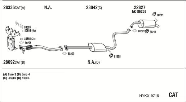 Išmetimo sistema WALKER HYK019715