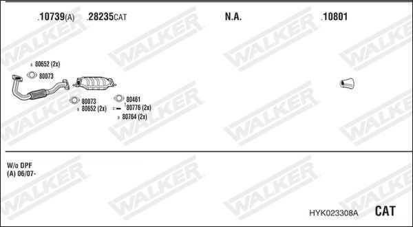 Išmetimo sistema WALKER HYK023308A