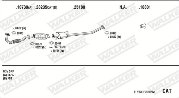 Išmetimo sistema WALKER HYK023309A