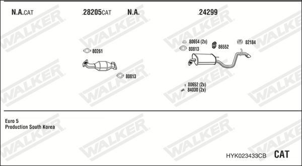 Išmetimo sistema WALKER HYK023433CB