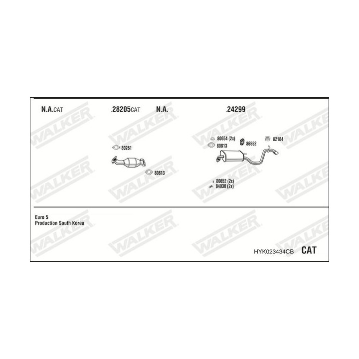 Išmetimo sistema WALKER HYK023434CB