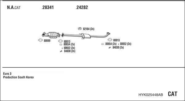 Išmetimo sistema WALKER HYK025448AB