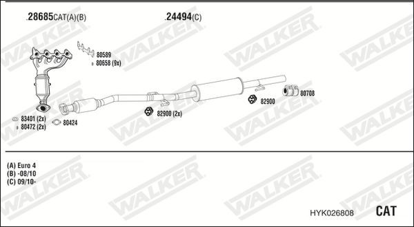 Išmetimo sistema WALKER HYK026808