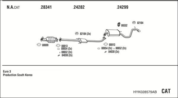 Išmetimo sistema WALKER HYK028579AB