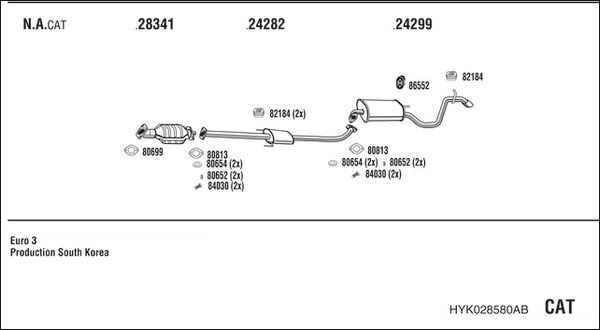 Išmetimo sistema WALKER HYK028580AB