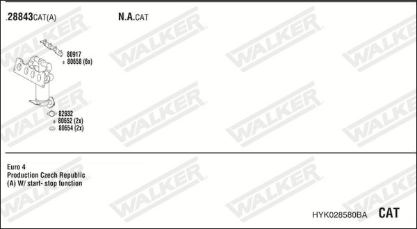 Išmetimo sistema WALKER HYK028580BA