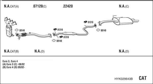 Išmetimo sistema WALKER HYK029643B