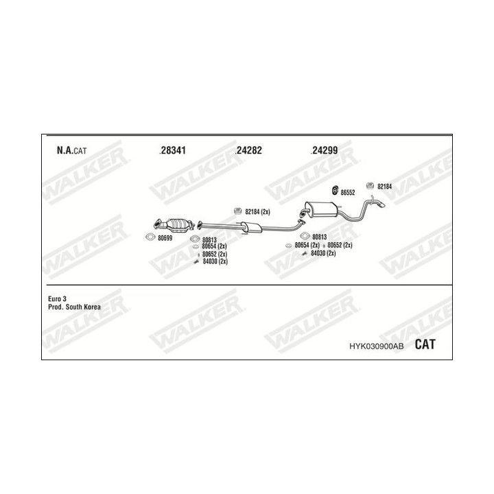 Išmetimo sistema WALKER HYK030900AB