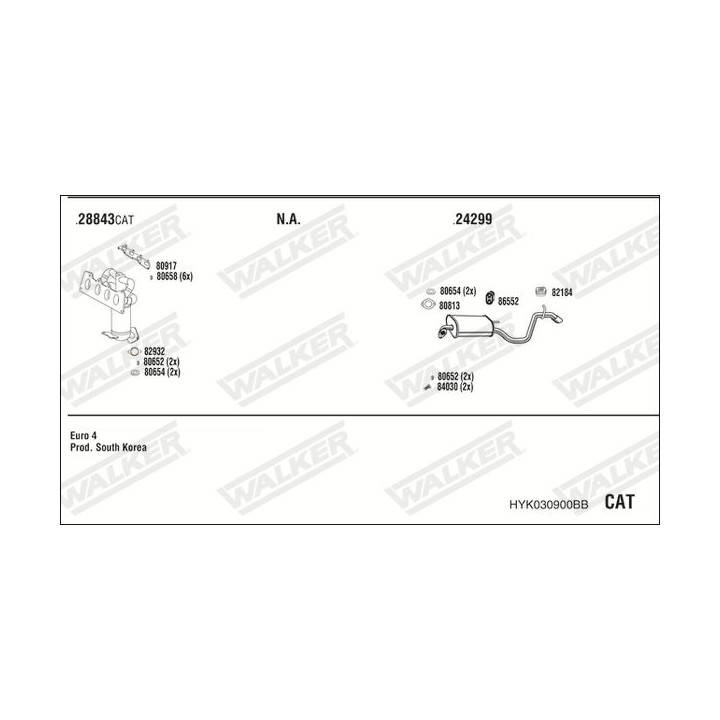Išmetimo sistema WALKER HYK030900BB