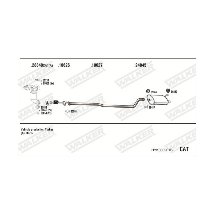 Išmetimo sistema WALKER HYK030901B