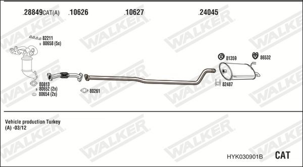 Išmetimo sistema WALKER HYK030901B