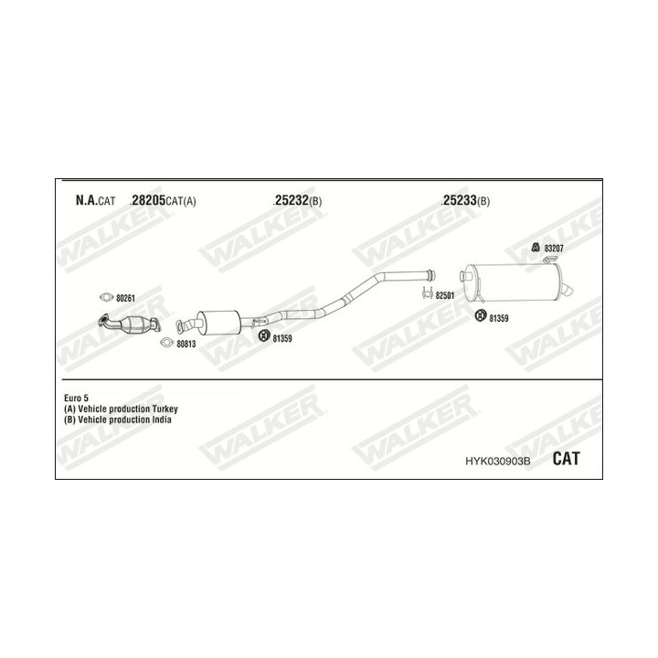 Išmetimo sistema WALKER HYK030903B