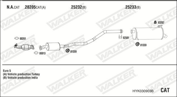 Išmetimo sistema WALKER HYK030903B