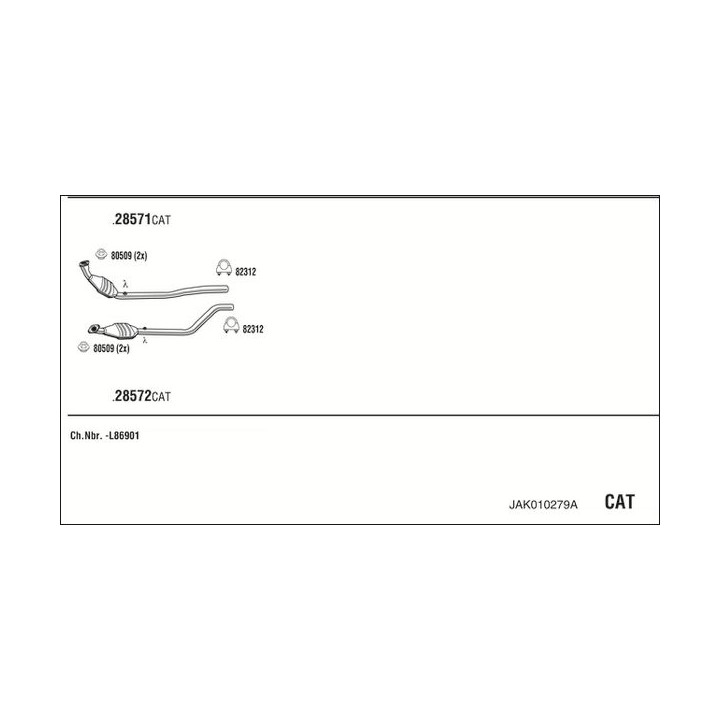 Išmetimo sistema WALKER JAK010279A