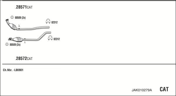 Išmetimo sistema WALKER JAK010279A