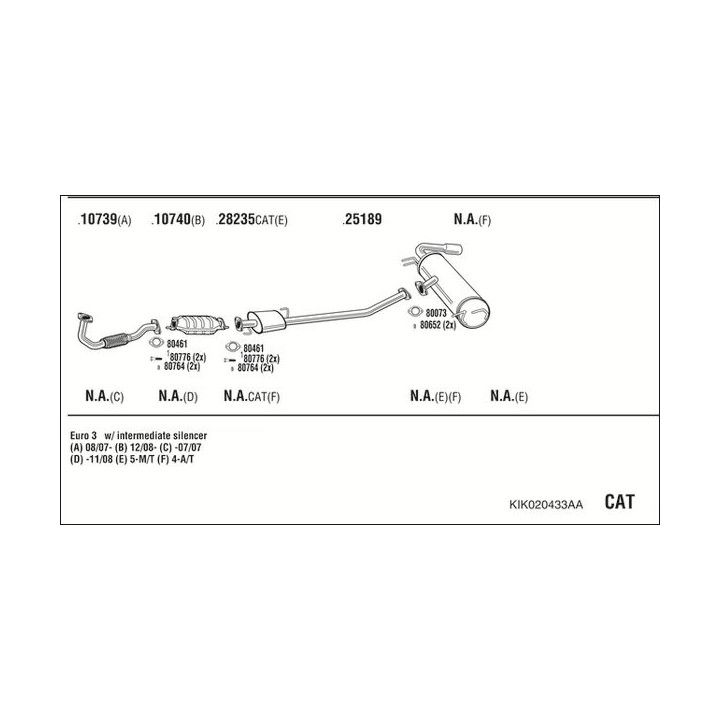 Išmetimo sistema WALKER KIK020433AA