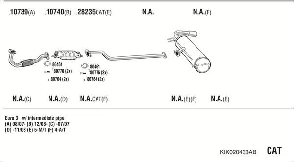 Išmetimo sistema WALKER KIK020433AB