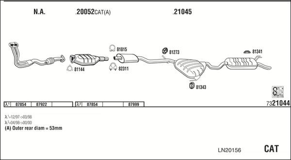 Išmetimo sistema WALKER LN20156