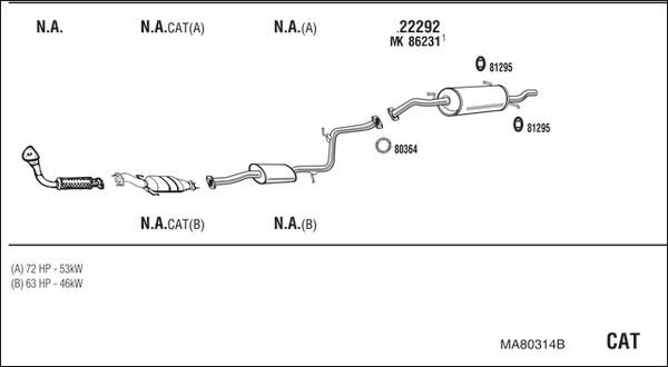 Išmetimo sistema WALKER MA80314B