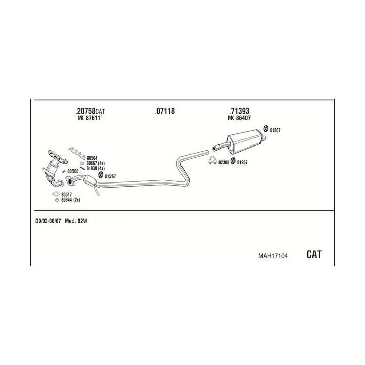 Išmetimo sistema WALKER MAH17104