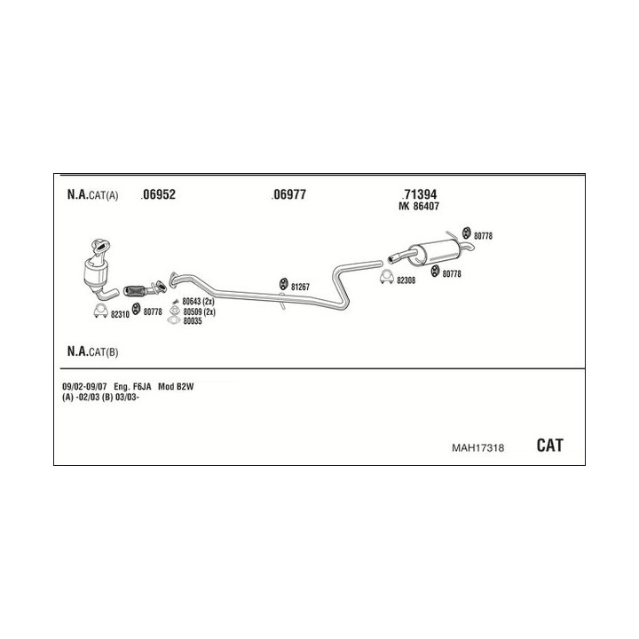 Išmetimo sistema WALKER MAH17318