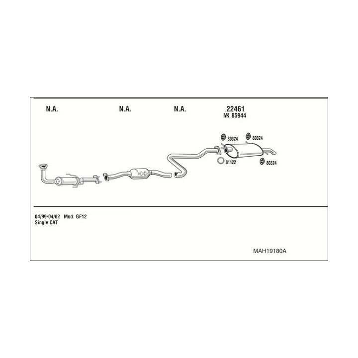 Išmetimo sistema WALKER MAH19180A
