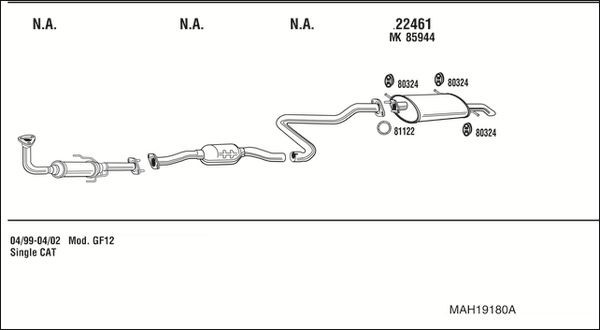 Išmetimo sistema WALKER MAH19180A