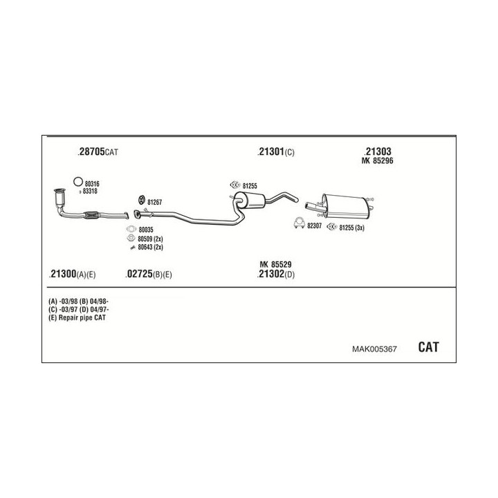 Išmetimo sistema WALKER MAK005367