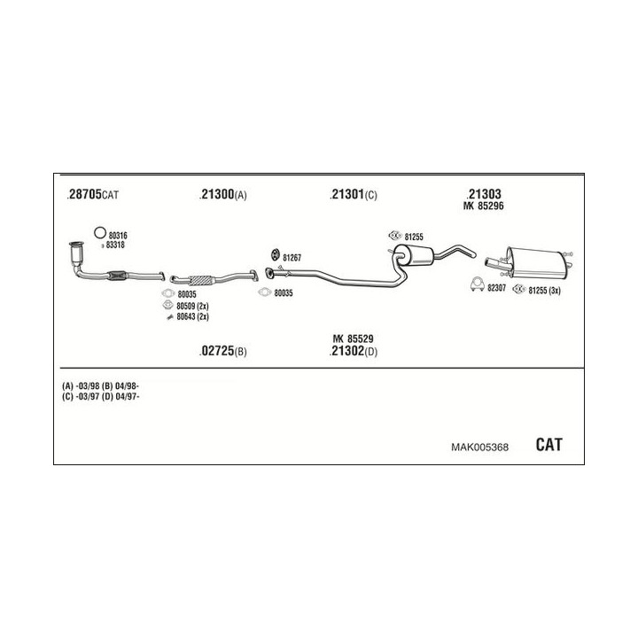Išmetimo sistema WALKER MAK005368