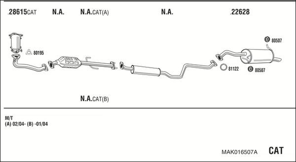 Išmetimo sistema WALKER MAK016507A