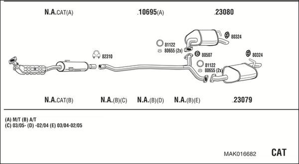 Išmetimo sistema WALKER MAK016682