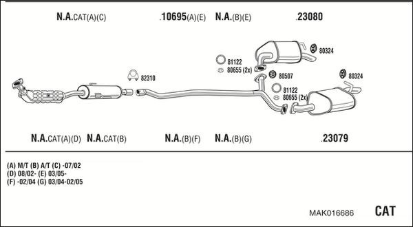 Išmetimo sistema WALKER MAK016686