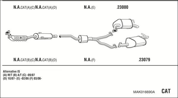 Išmetimo sistema WALKER MAK016690A