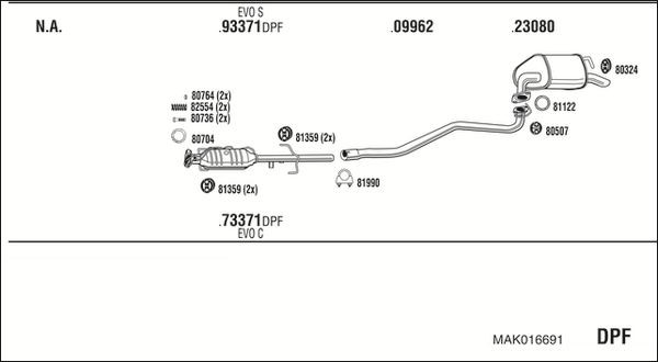 Išmetimo sistema WALKER MAK016691