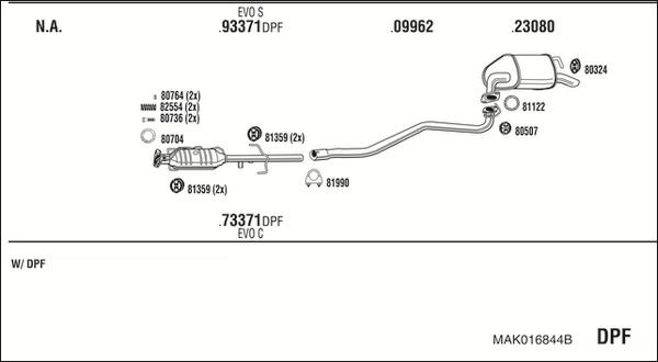 Išmetimo sistema WALKER MAK016844B