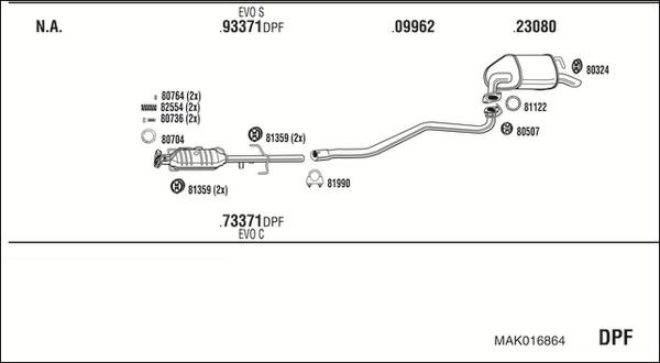 Išmetimo sistema WALKER MAK016864