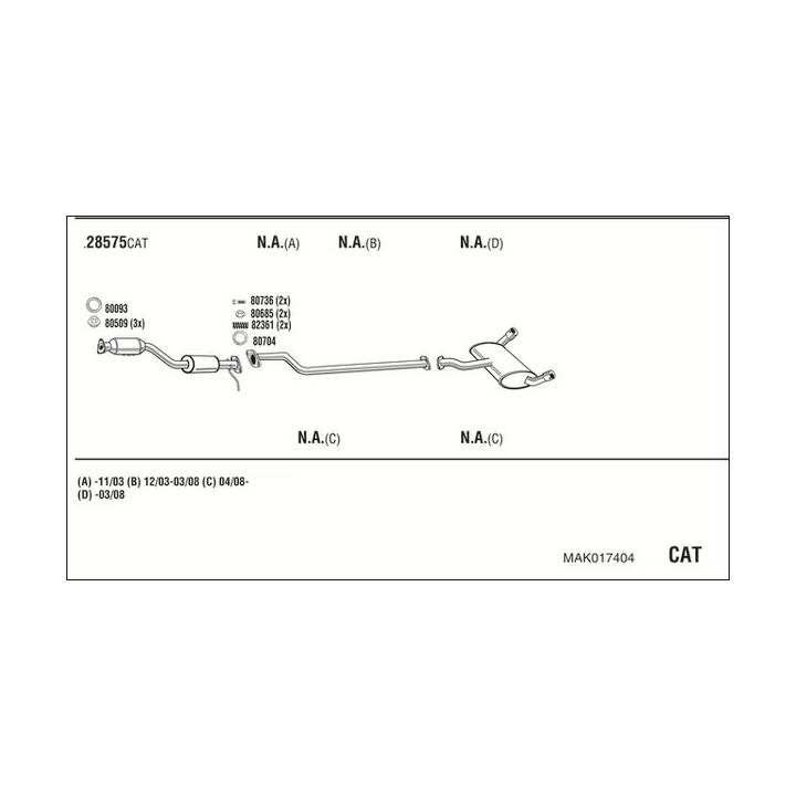 Išmetimo sistema WALKER MAK017404