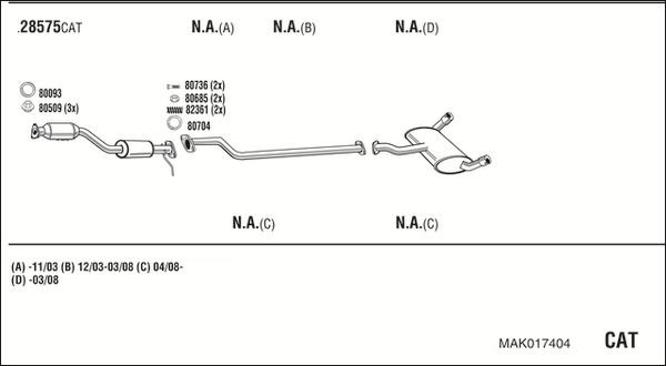 Išmetimo sistema WALKER MAK017404